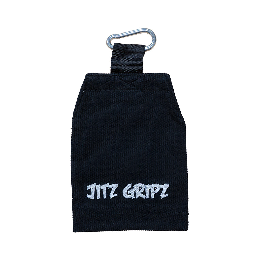 Front view of JitzGripz Gi sleeve grip trainer with carabiner