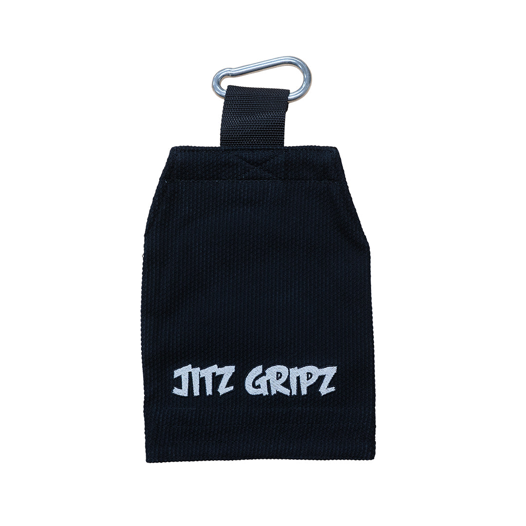 Front view of JitzGripz Gi sleeve grip trainer with carabiner